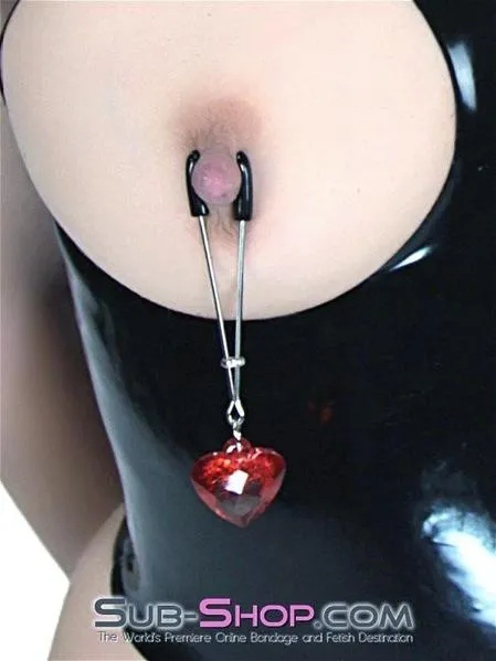 0511HS      I Heart Nipple Clamps Tweezer Style Heart Charm Nipple Clamps - MEGA Deal