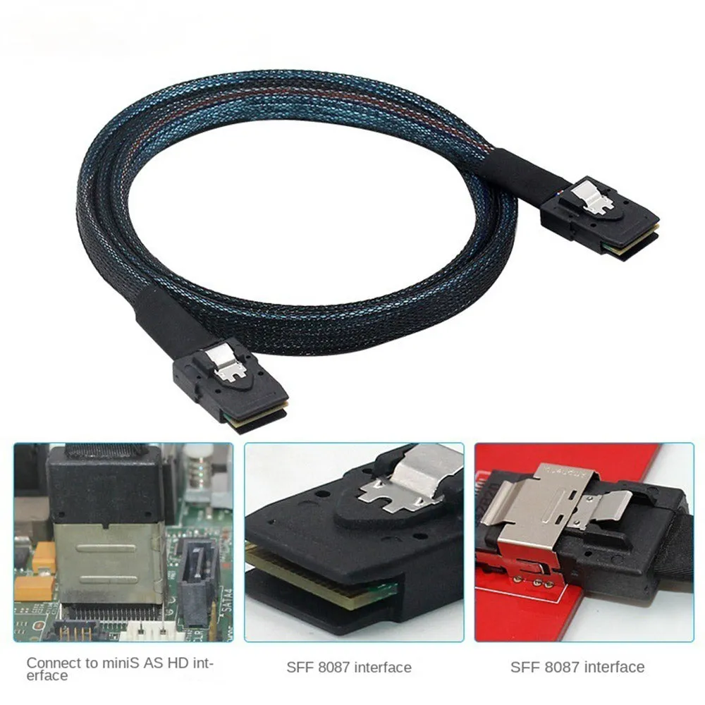 0.5m Mini SAS Cable SFF 8087 to SFF 8087 Server Hard Disk Data Adapter Cable Converter Cord Wire