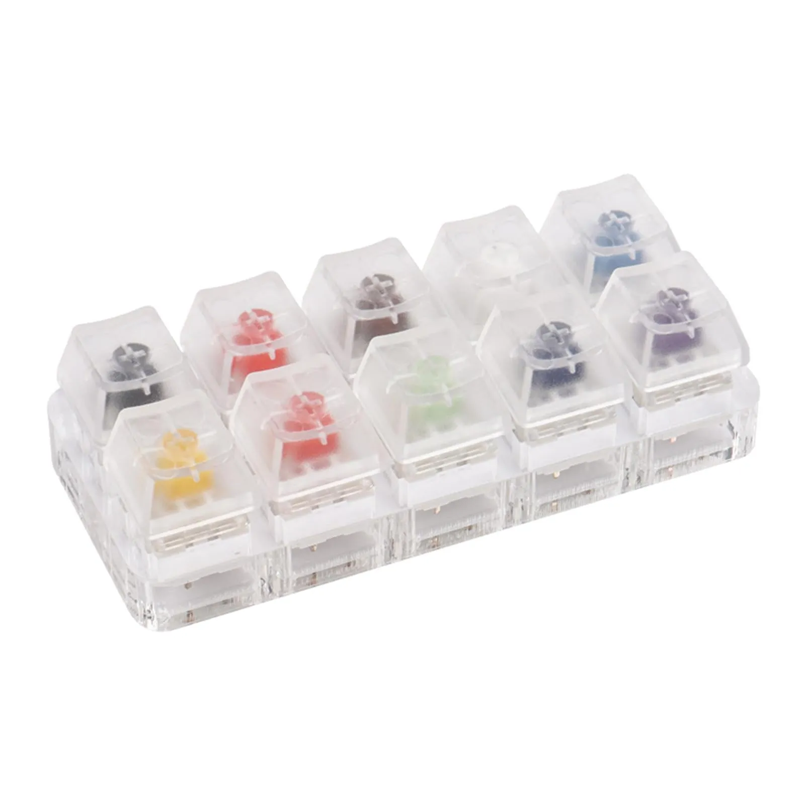 10 Keys Mechanical Keyboard Switches Tester w/ Acrylic Base Blank Keycaps