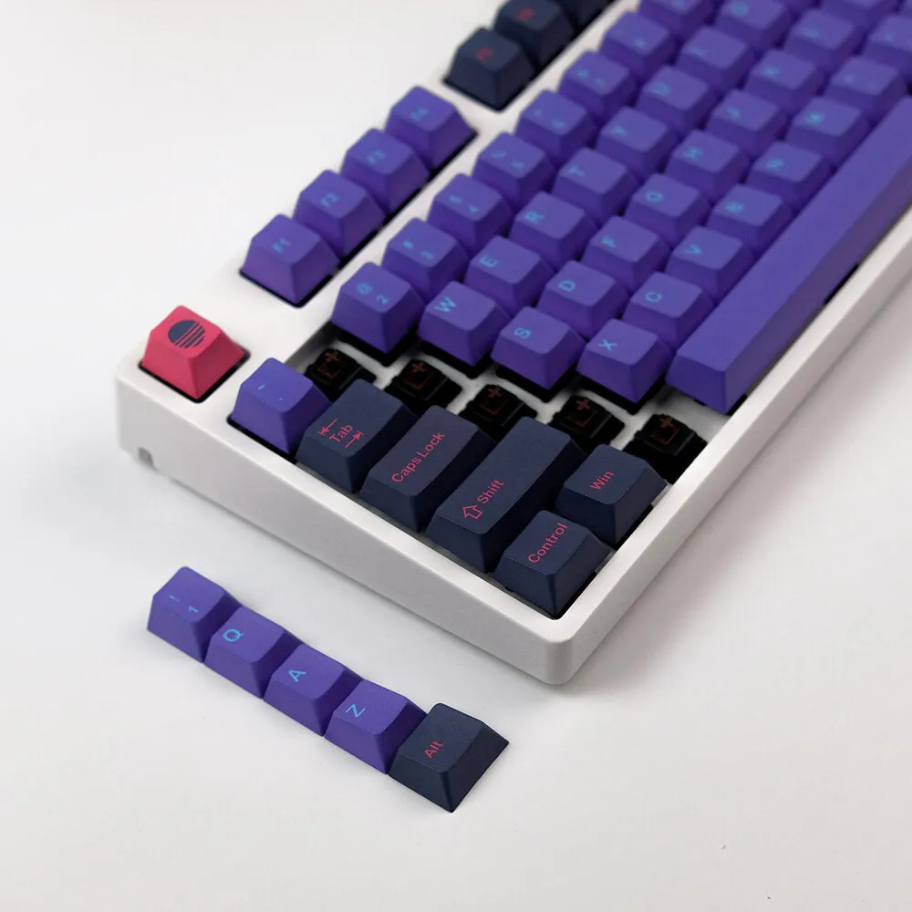 132 Keys Purple&Pink PBT Keycap Set Cherry Profile Five-Sided Sublimation Custom Keycaps for Mechanical Keyboards