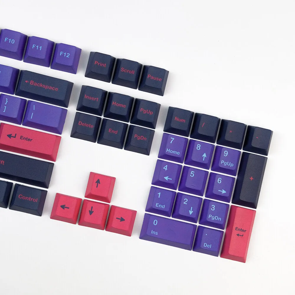 132 Keys Purple&Pink PBT Keycap Set Cherry Profile Five-Sided Sublimation Custom Keycaps for Mechanical Keyboards