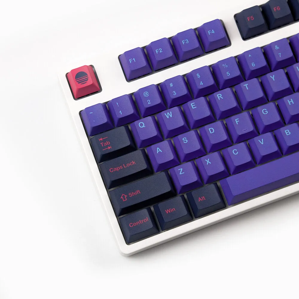 132 Keys Purple&Pink PBT Keycap Set Cherry Profile Five-Sided Sublimation Custom Keycaps for Mechanical Keyboards