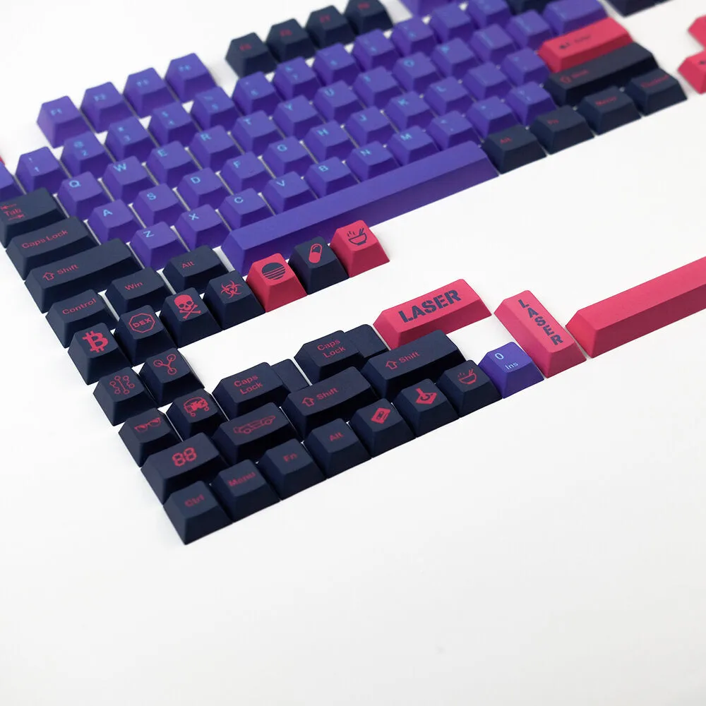 132 Keys Purple&Pink PBT Keycap Set Cherry Profile Five-Sided Sublimation Custom Keycaps for Mechanical Keyboards