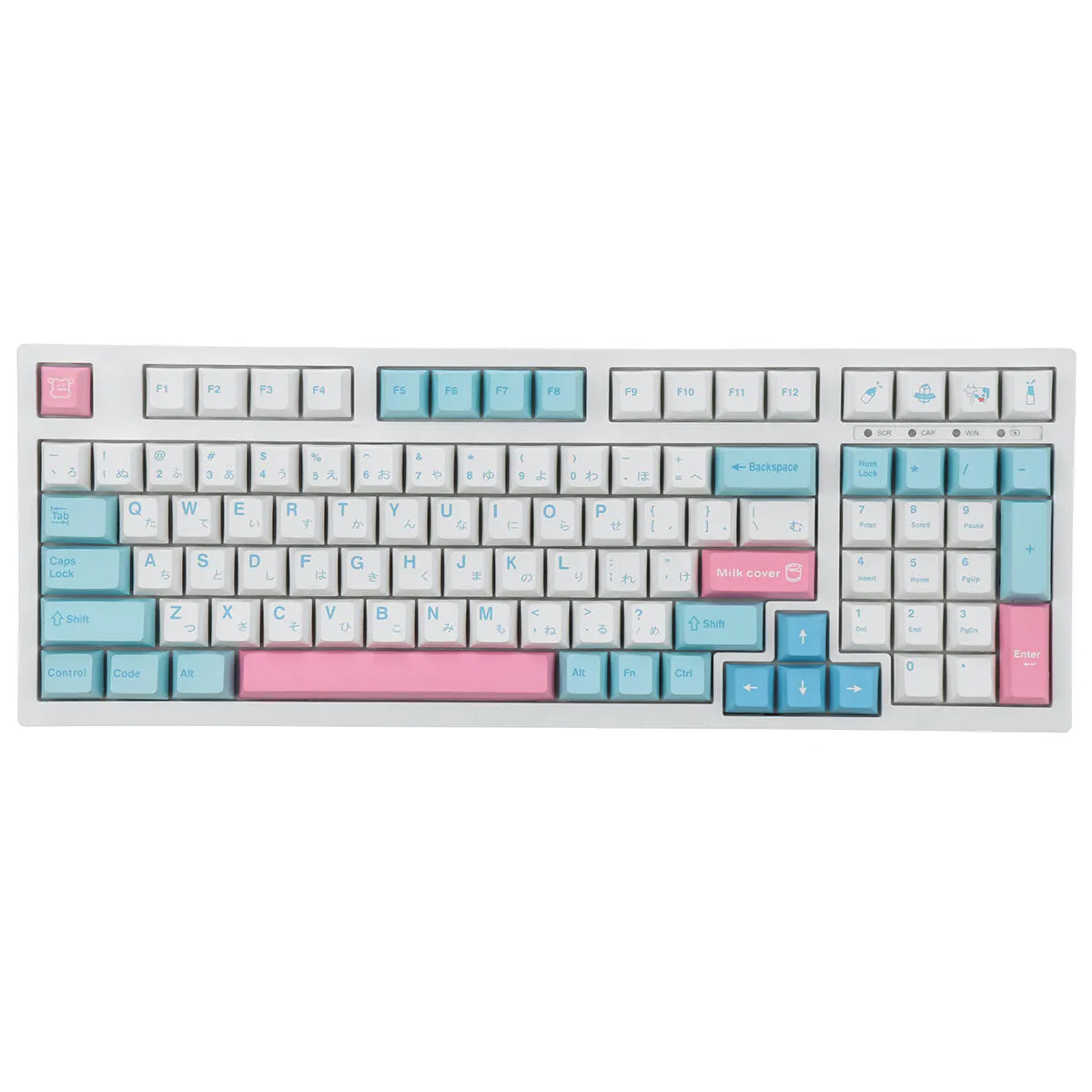 142 Keys Milk Cover Keycap Set PBT Sublimation Cherry Profile Japanese Custom Keycaps for Mechanical Keyboard