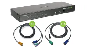 16-Port USB PS/2 Combo KVM Switch with USB KVM Cables (TAA)