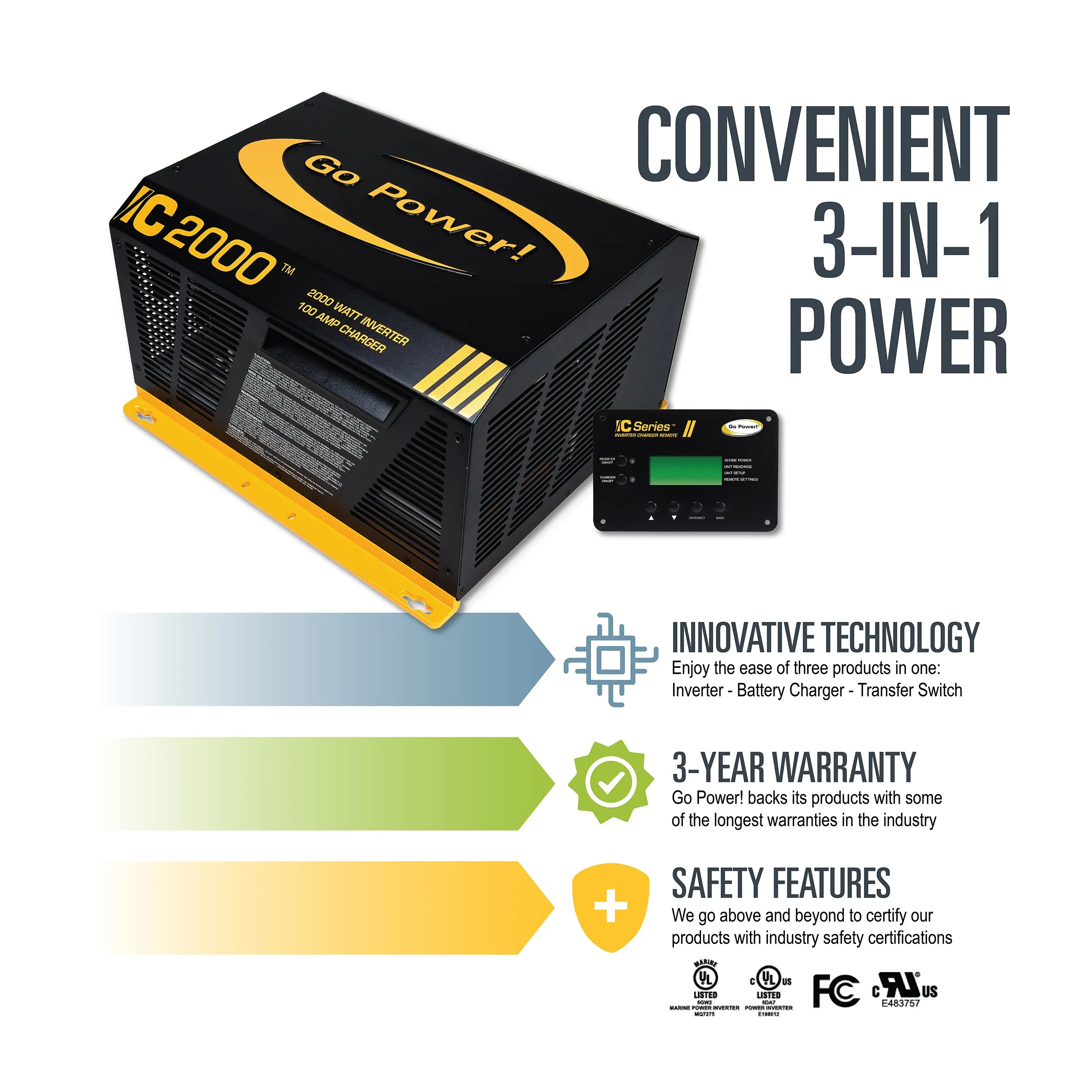 2000 watt IC Series Inverter/Charger Complete Kit