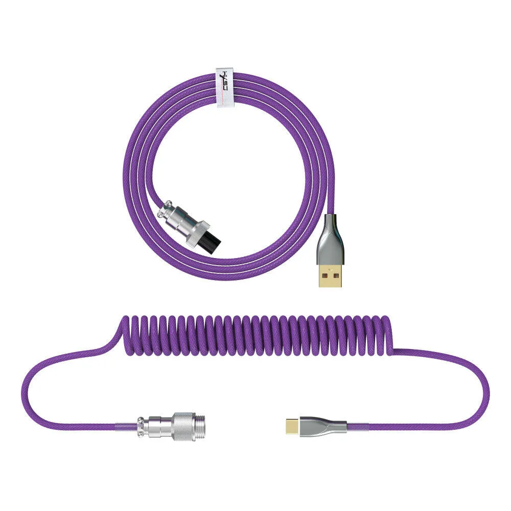 2.2m Mechanical Keyboard Cable Coiled Type-C USB Aviation Connector Spring Wire Desktop Computer Plug Data Cable