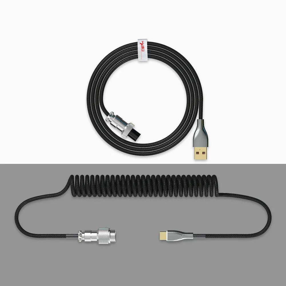 2.2m Mechanical Keyboard Cable Coiled Type-C USB Aviation Connector Spring Wire Desktop Computer Plug Data Cable