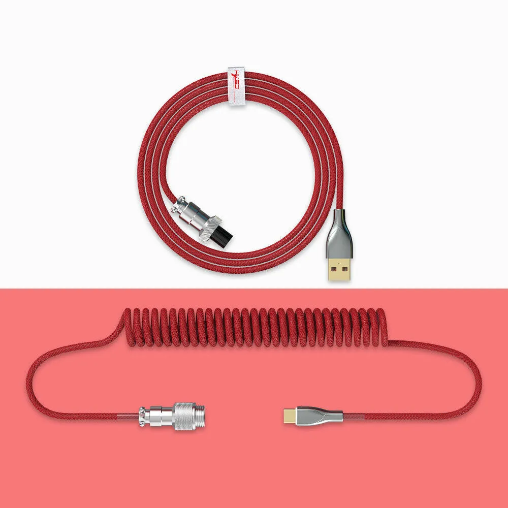 2.2m Mechanical Keyboard Cable Coiled Type-C USB Aviation Connector Spring Wire Desktop Computer Plug Data Cable