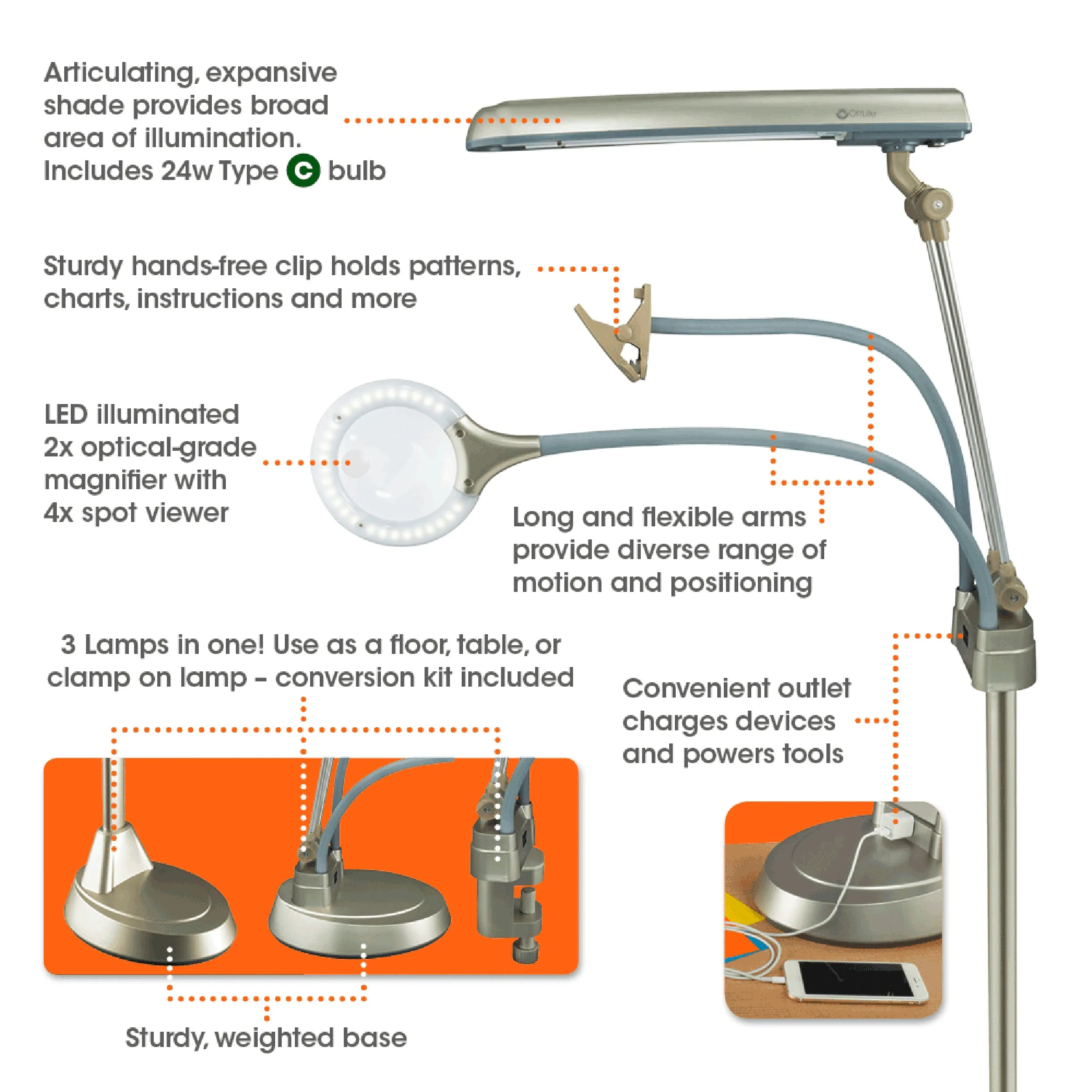 24w Ultimate 3-in-1 Craft Lamp