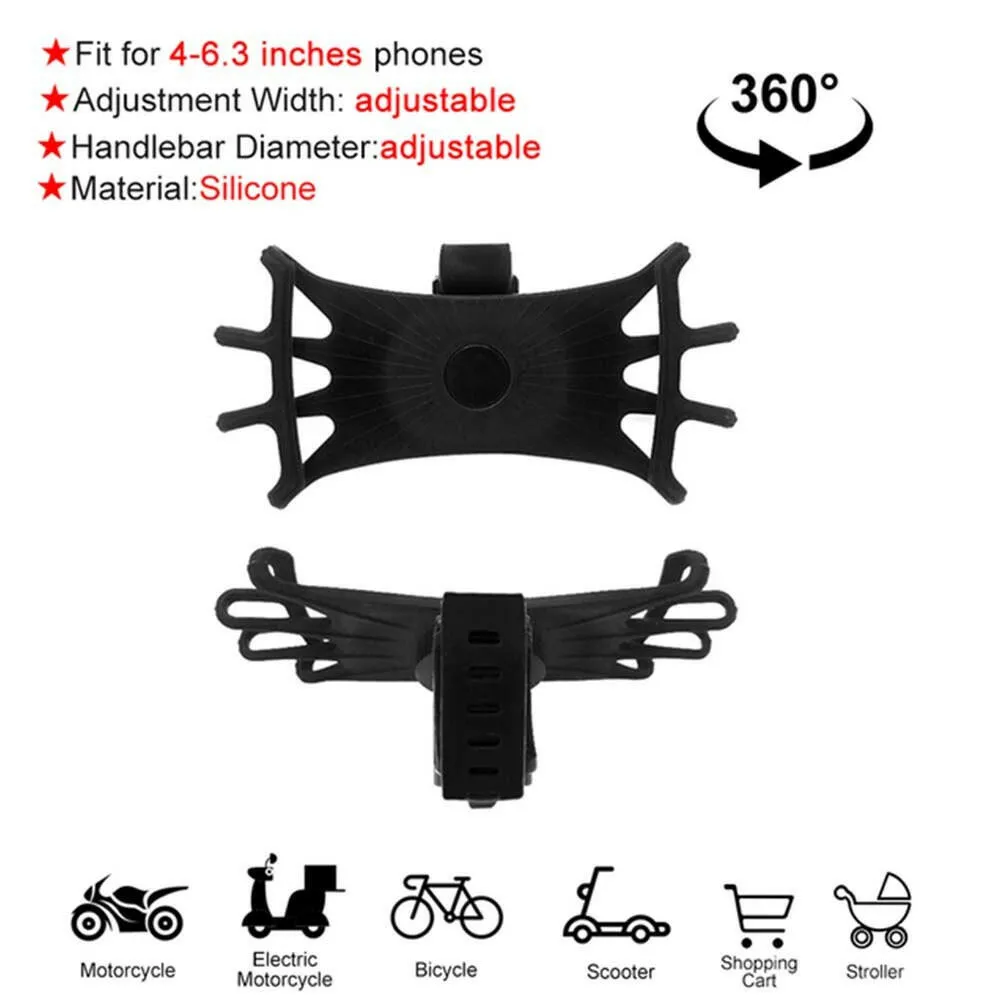 360 Rotatable Bicycle Phone Holder Silicone Motorcycle Stand Bracket GPS Support For Iphone 11 Xiaomi 10 Huawei P40