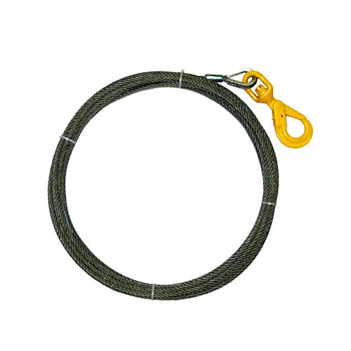 3/8" x 50' Steel Core Winch Cable with Self Locking Swivel Hook