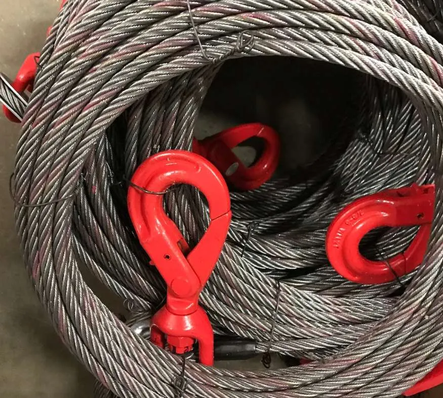 3/8" x 50' Steel Core Winch Cable with Self Locking Swivel Hook