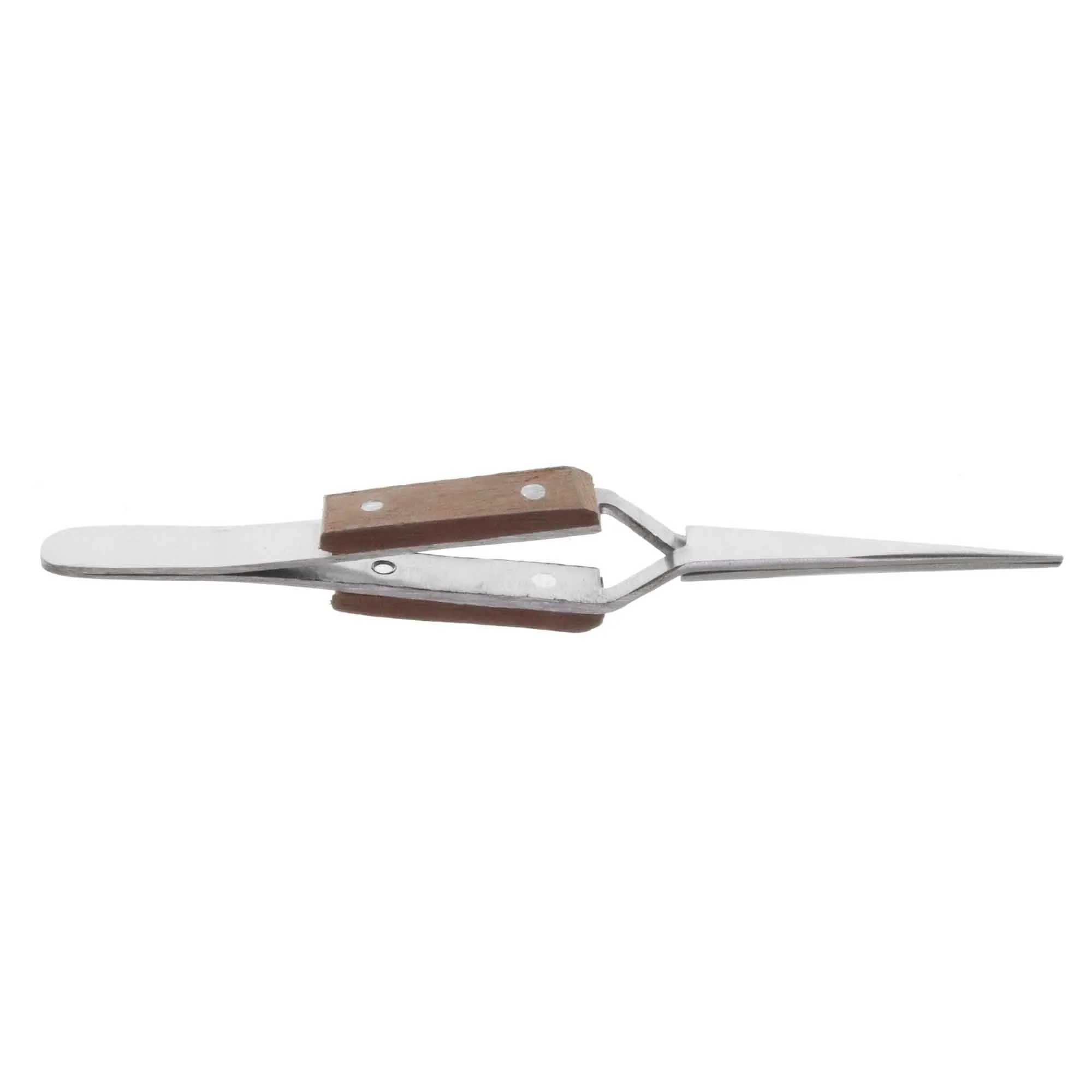 4 5/8 inch Clamp Tweezer with Fiber Grip Fine Plain Tip