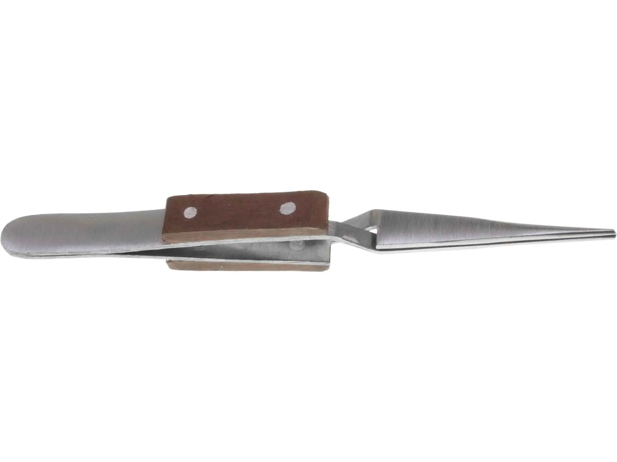 4 5/8 inch Clamp Tweezer with Fiber Grip Fine Plain Tip