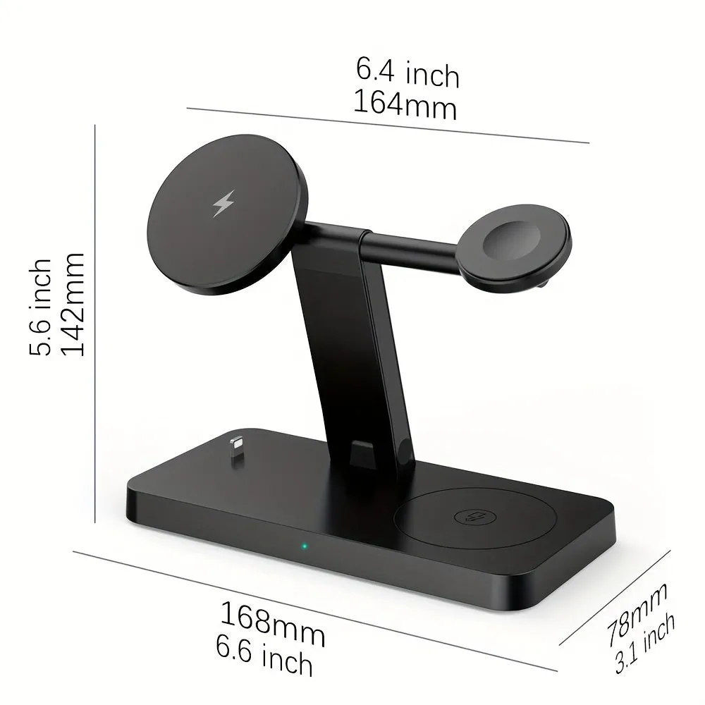 4 in 1 Magnetic Charging Dock Station, Multiple Devices Magnet Fast Wireless Charger Stand Only for iPhone 15, 14, 13, 12 Pro/Max/Mini/Plus, iWatch 9/8/7/6/SE/5/4/3/2/Ultra and Airpods Pro/3/2/1