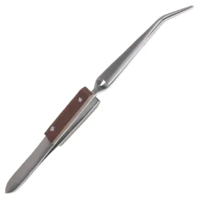 6.25 inch Curved Blunt Serrated Clamp Tweezer - Fiber Grip