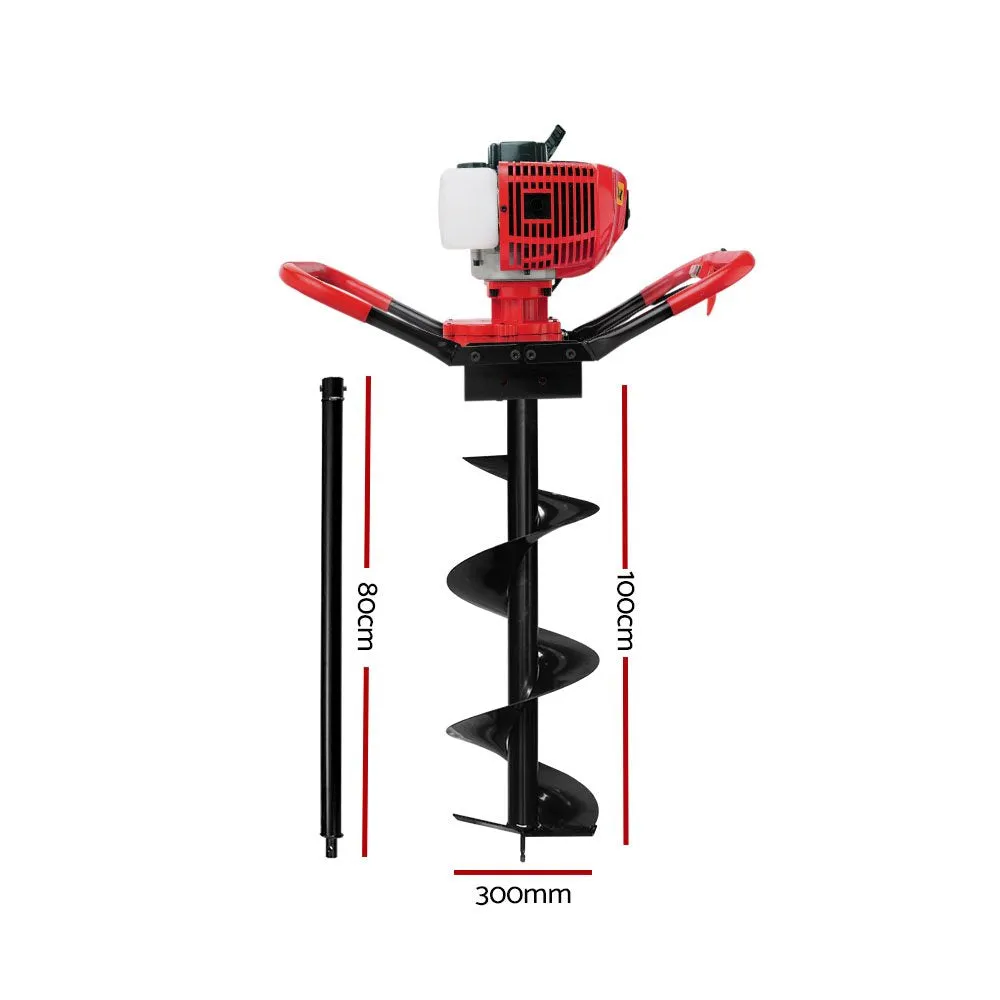 66CC Pro-Series Post Hole Digger, 300mm Drill - Giantz