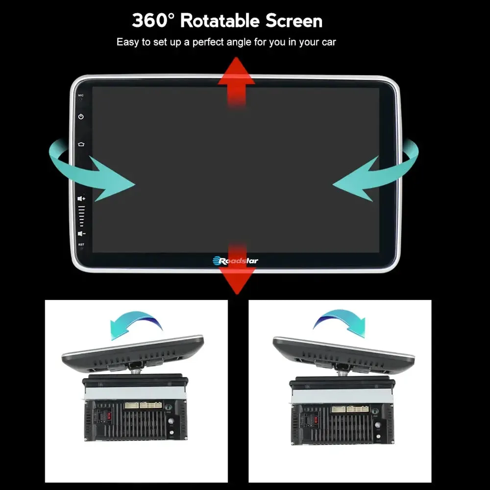 9 Inch Roadstar Rotating Screen Single Din Android Multimedia Unit