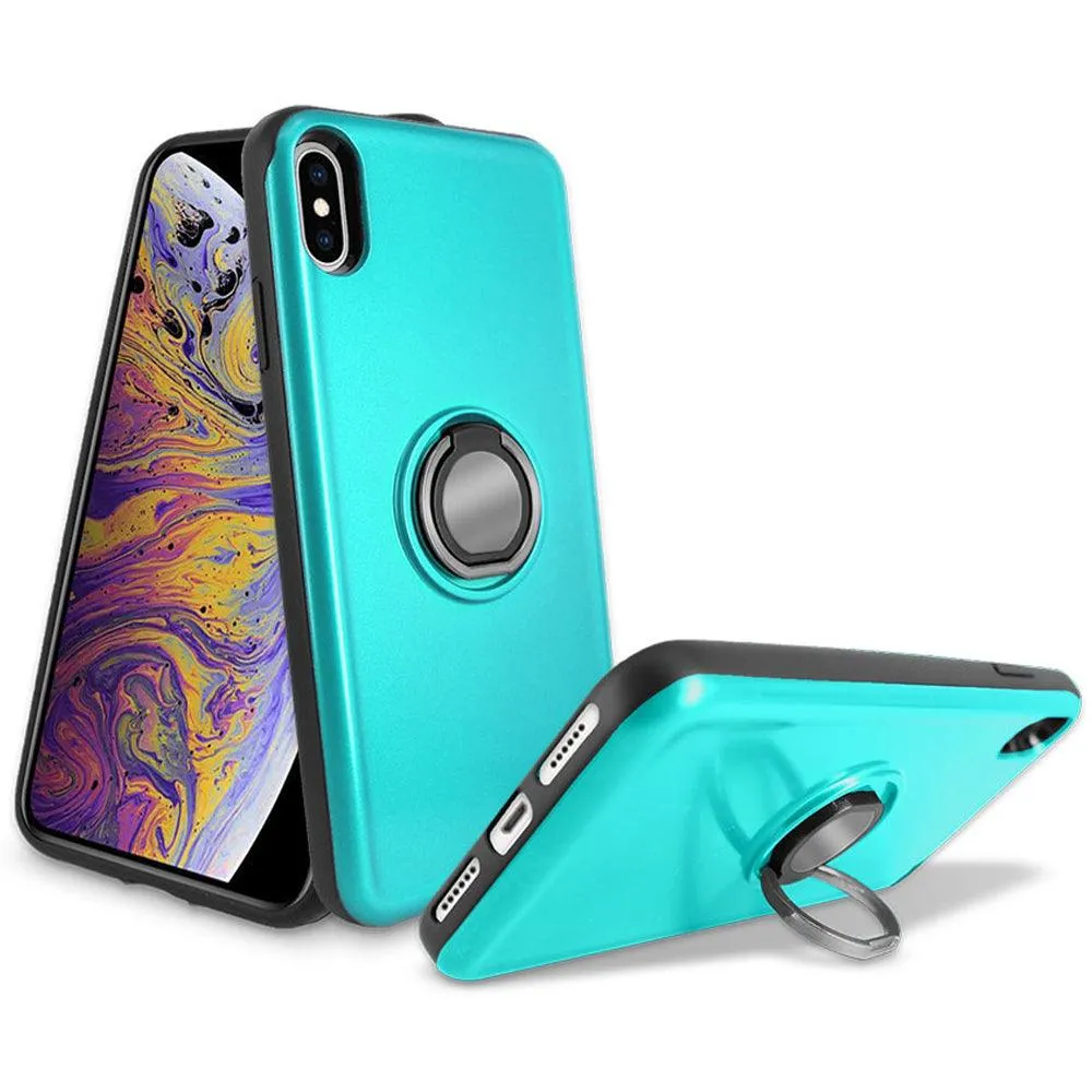 Apple iPhone XS Max 6.5 Shockproof Hybrid Magnetic Holder Ring Stand With Mirrored Card Slot Case by Modes