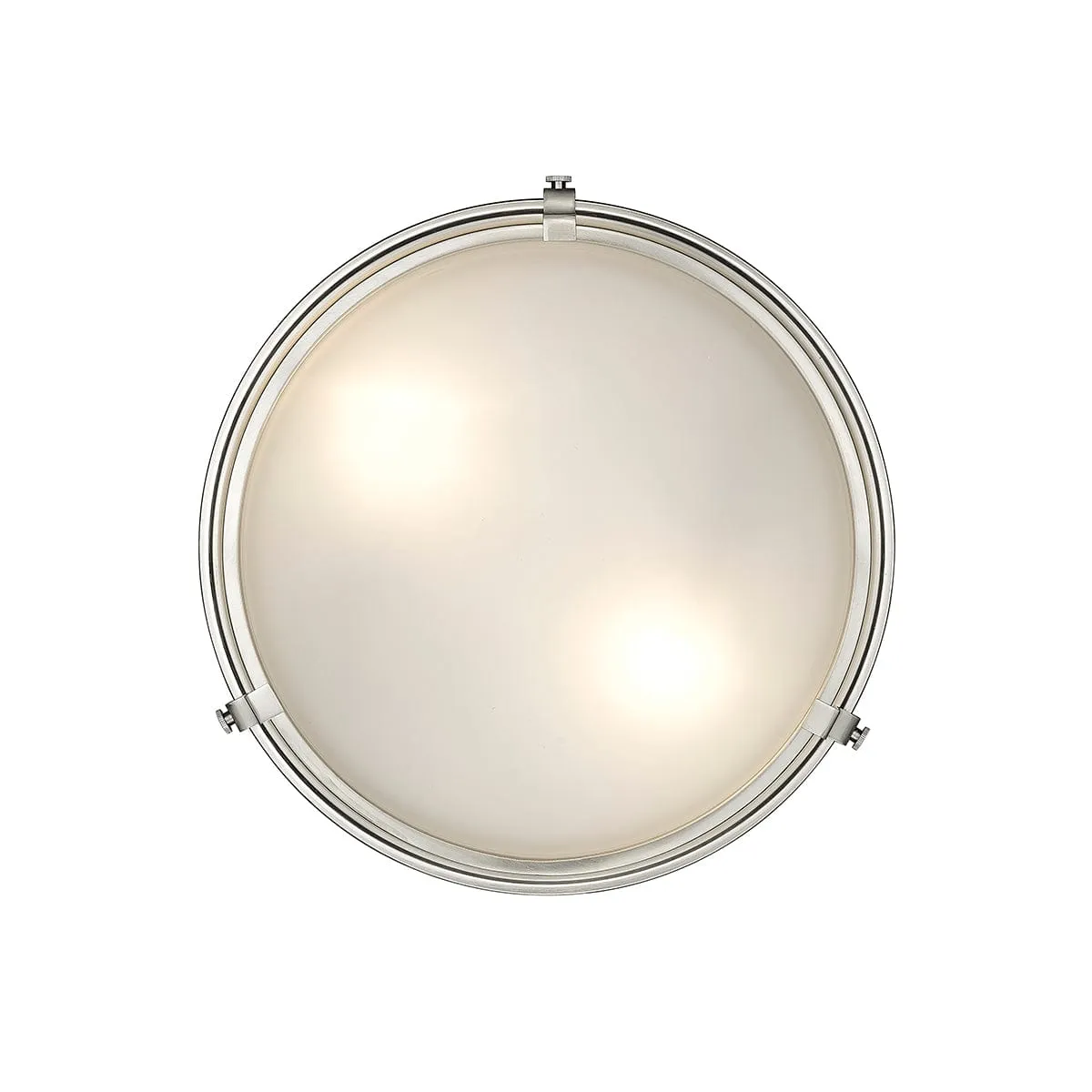 Arlson Flush Mount Fixture - Brushed Nickel - Frosted Glass - 13in. Diameter - E26 Medium Base