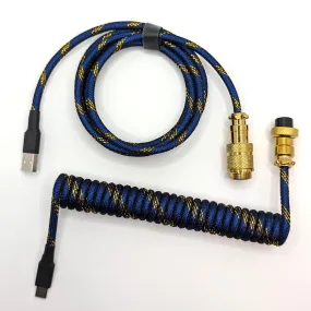 Ausmodshop Coiled Keyboard Cable - Blue Samurai