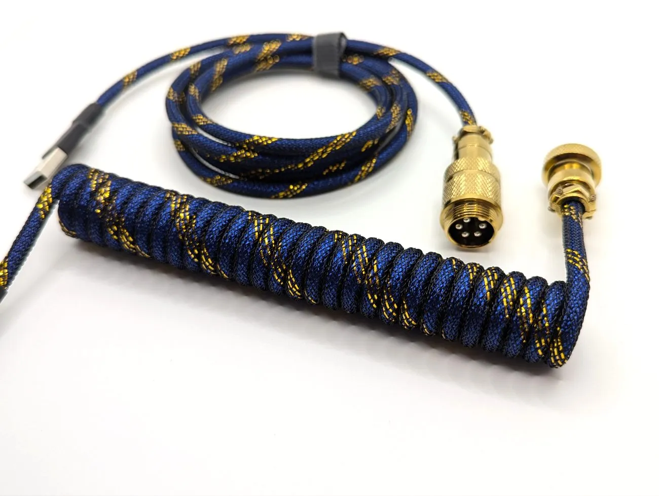 Ausmodshop Coiled Keyboard Cable - Blue Samurai