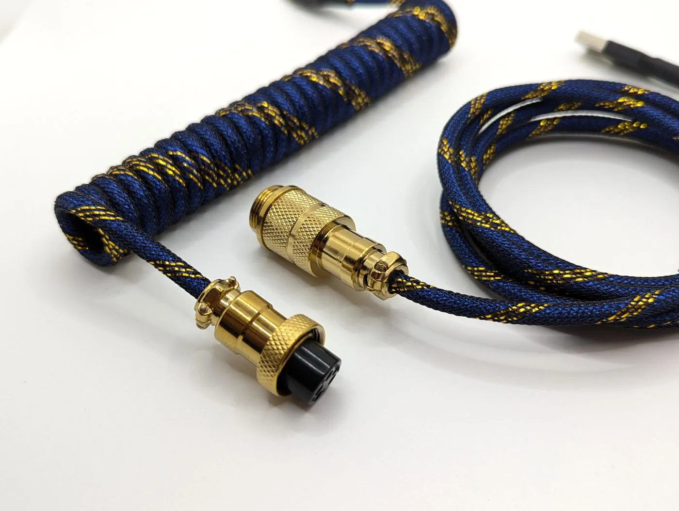 Ausmodshop Coiled Keyboard Cable - Blue Samurai