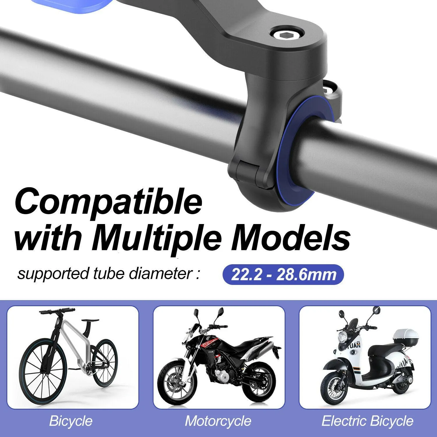 Bike Phone Mount Motorcycle Phone Holder Handlebar Cell Phone Clamp Clip For Scooter Electric Bicycle