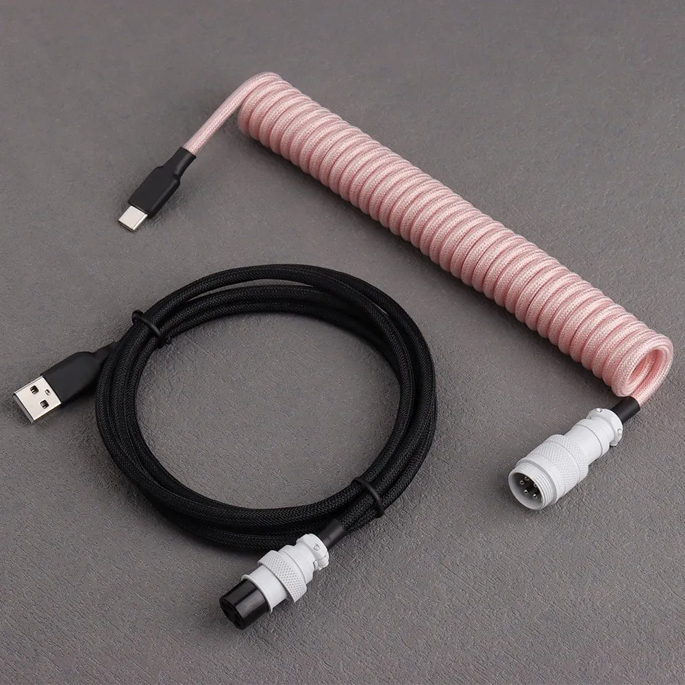 Black Pink Custom Mechanical Coiled Cable GX16