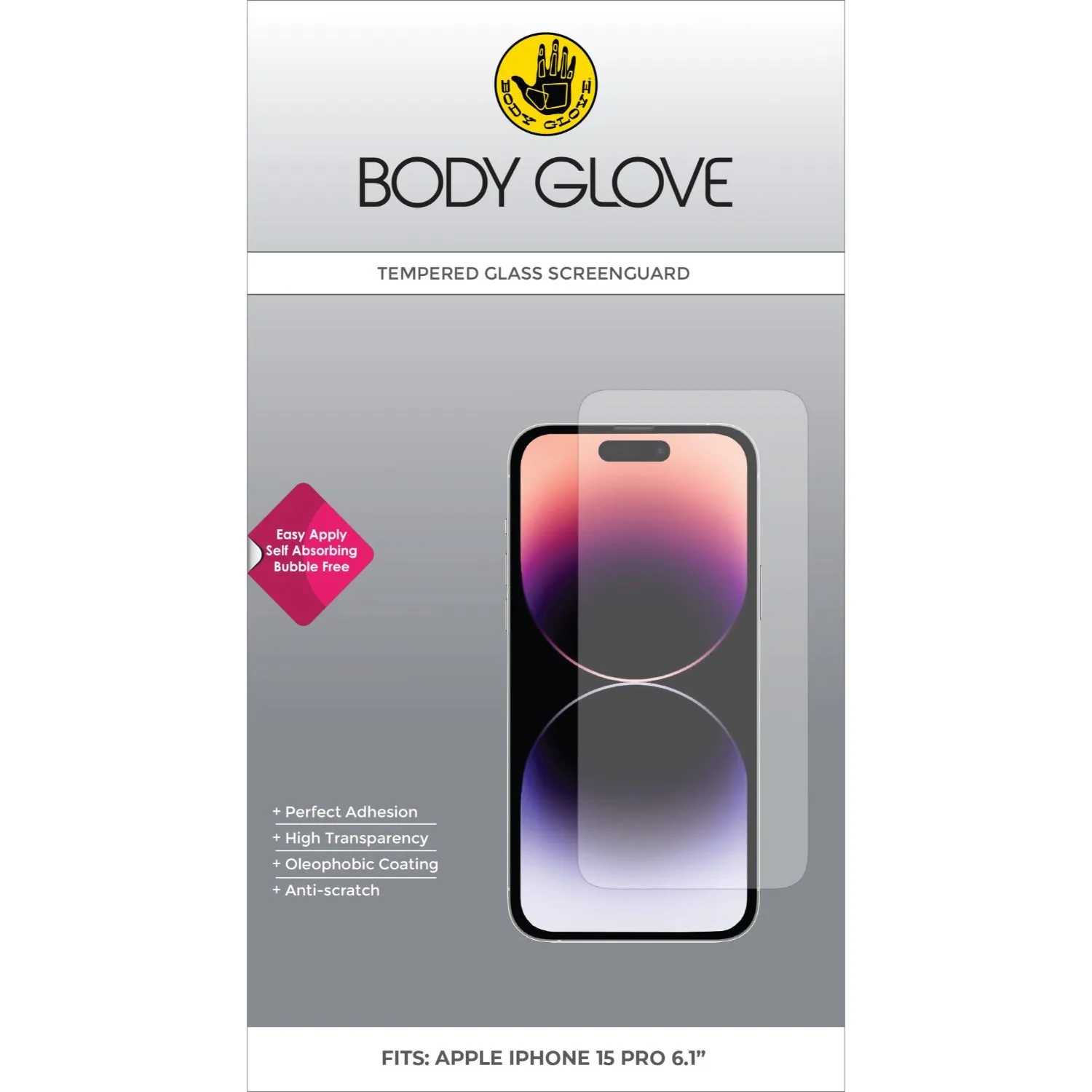 Body Glove Tempered Glass Screen Protector - Apple iPhone 15 Pro - BGSGFGTG-I15PR