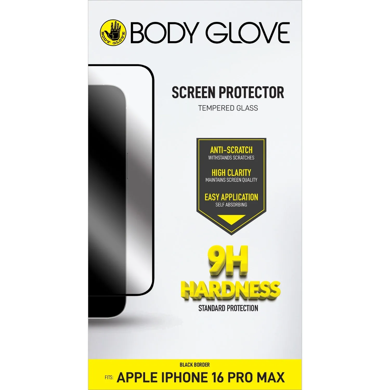 Body Glove Tempered Glass Screen Protector - Apple iPhone 16 Pro Max - Black Border (BGSGFGTG-I16PMB)