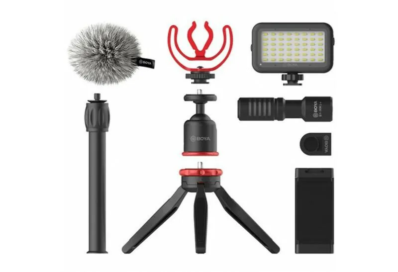 Boya Vlogging kit with BY-MM1  and smartphone holder   LED