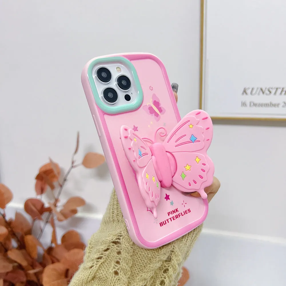 Butterfly Folding Wings Stand Silicone Soft Case - iPhone 14 Pro Max