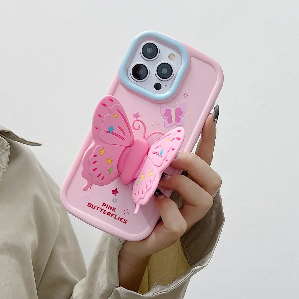 Butterfly Folding Wings Stand Silicone Soft Case - iPhone 14 Pro Max