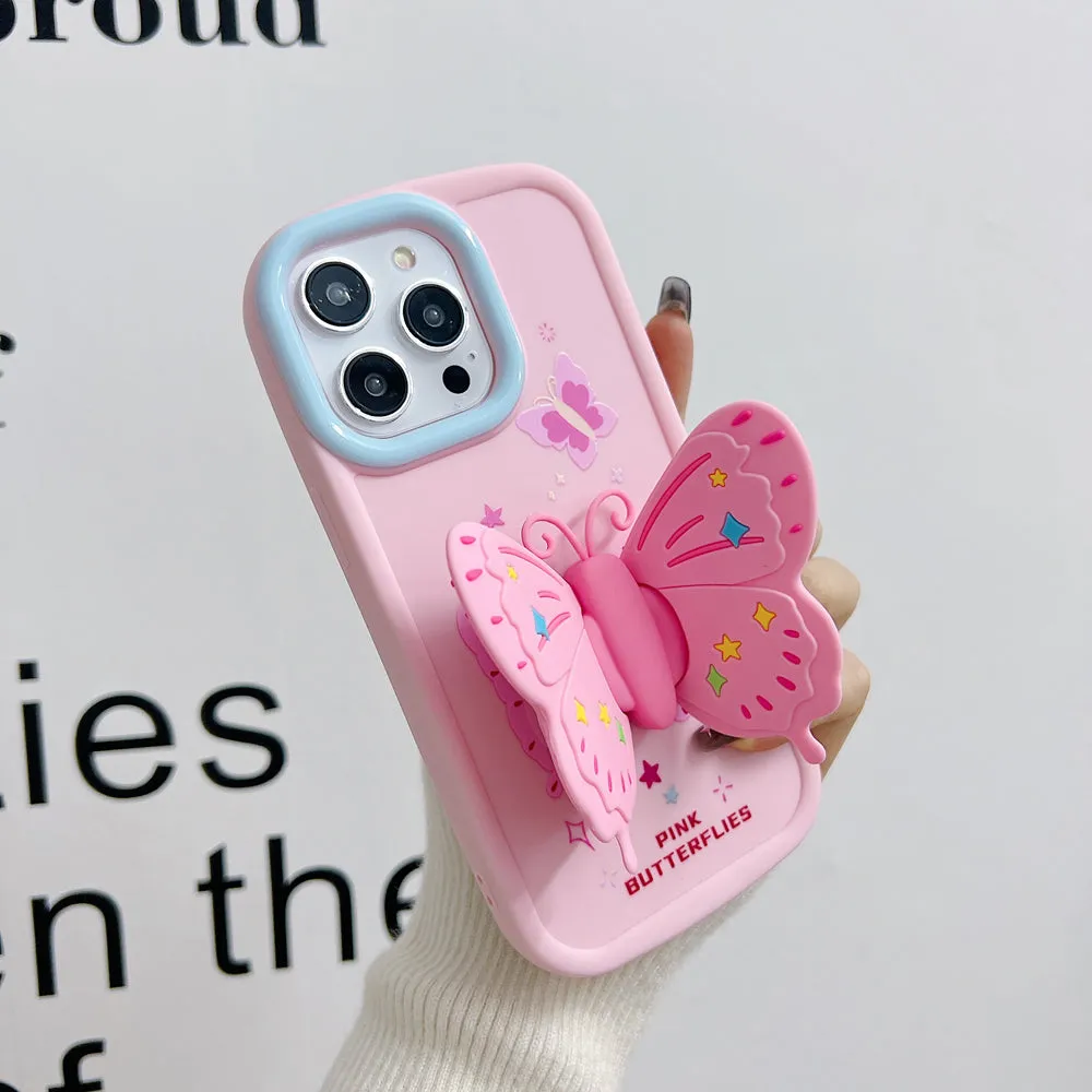 Butterfly Folding Wings Stand Silicone Soft Case - iPhone 14 Pro Max