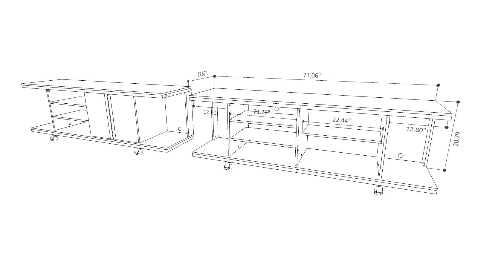 Carnegie TV Stand and Park 1.8 Floating Wall TV Panel with LED Lights in Nature and Onyx