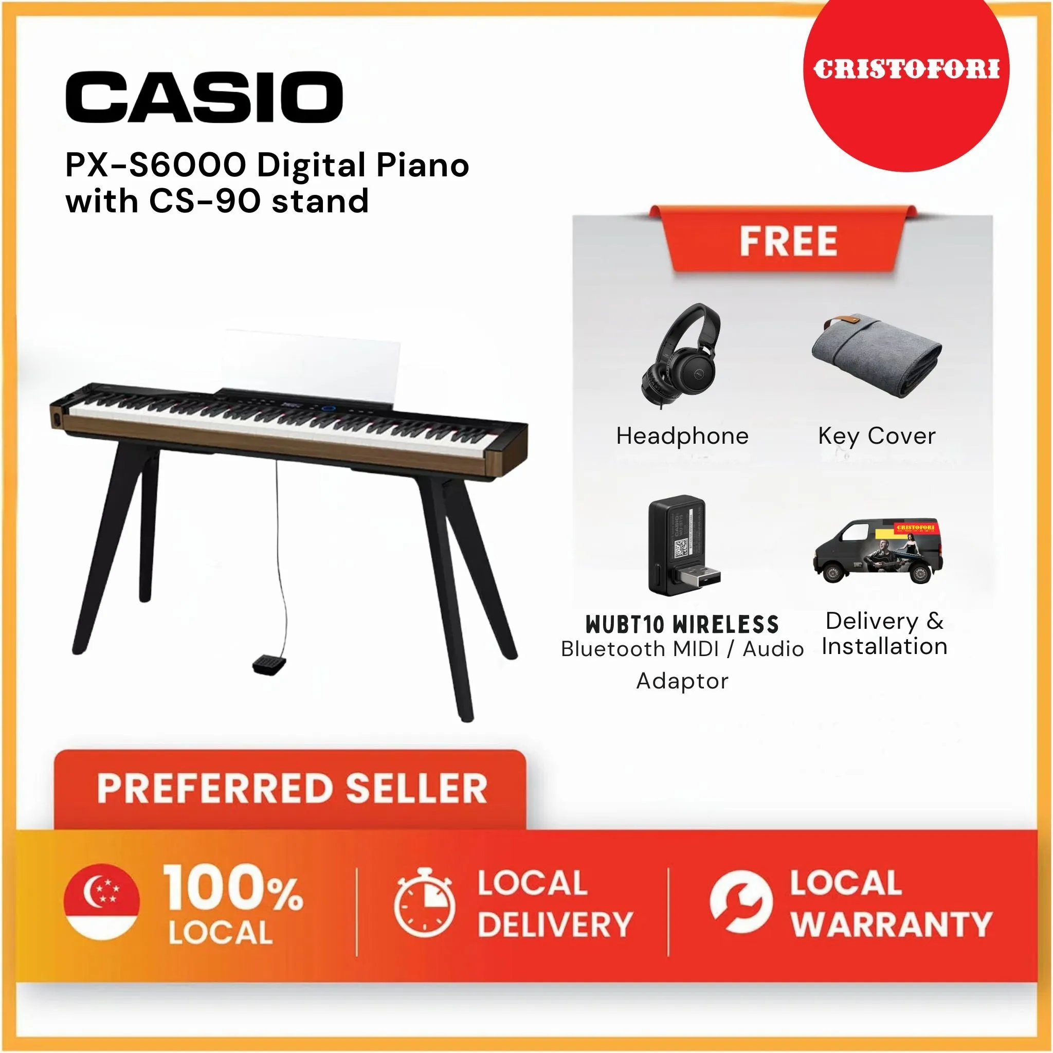 Casio Digital Piano PX-S6000 with CS-90 stand