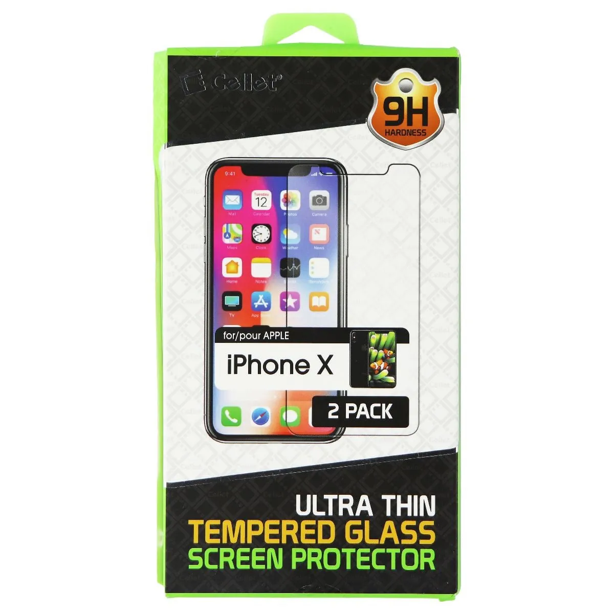 Cellet Tempered Glass Screen Protector, Compatible for Apple iPhone X 2-Pack