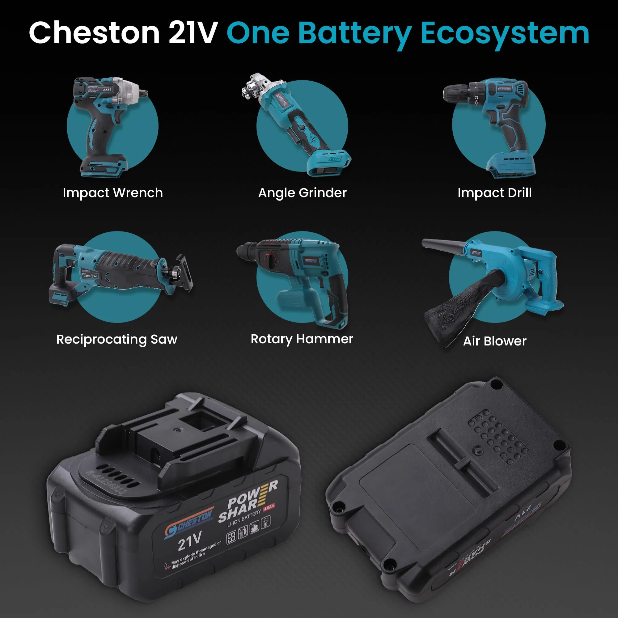 Cheston One 4000 mAh Battery 21V (1 Battery and Charger Not Included) | 1 Year Warranty Included