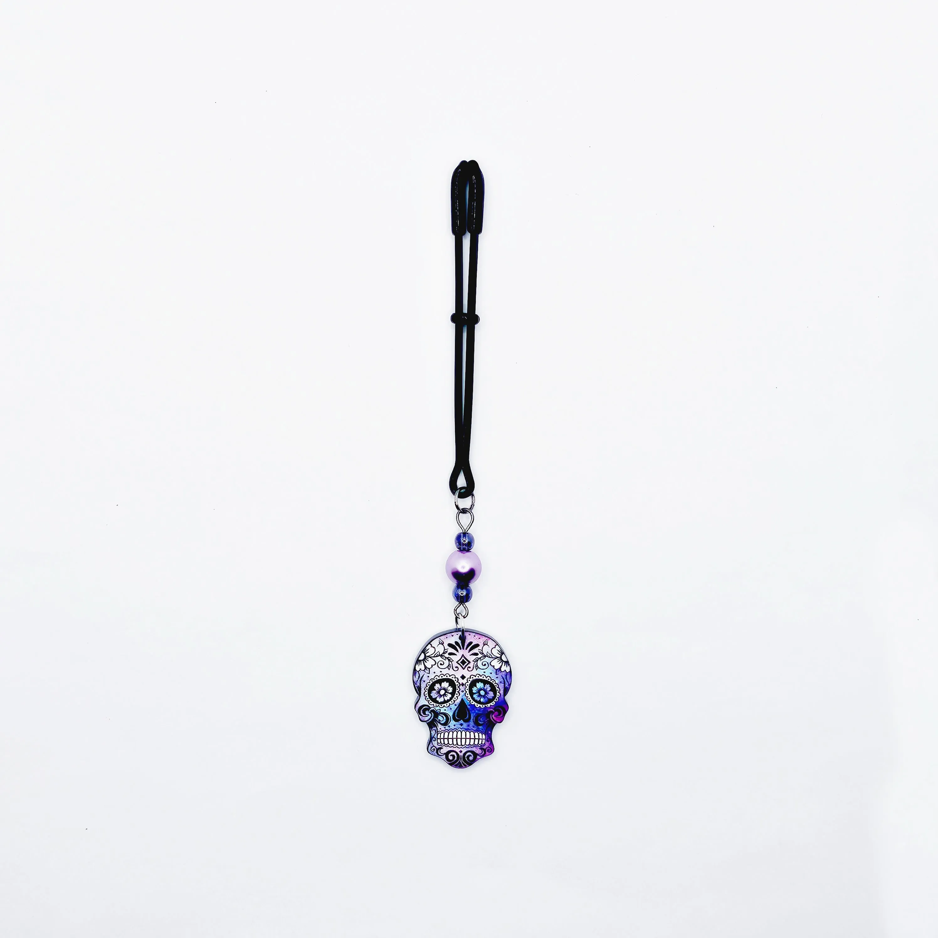 Clit Clamp with Sugar Skull. Tweezer Clitoral Clamp with Prety Beads and Skull.