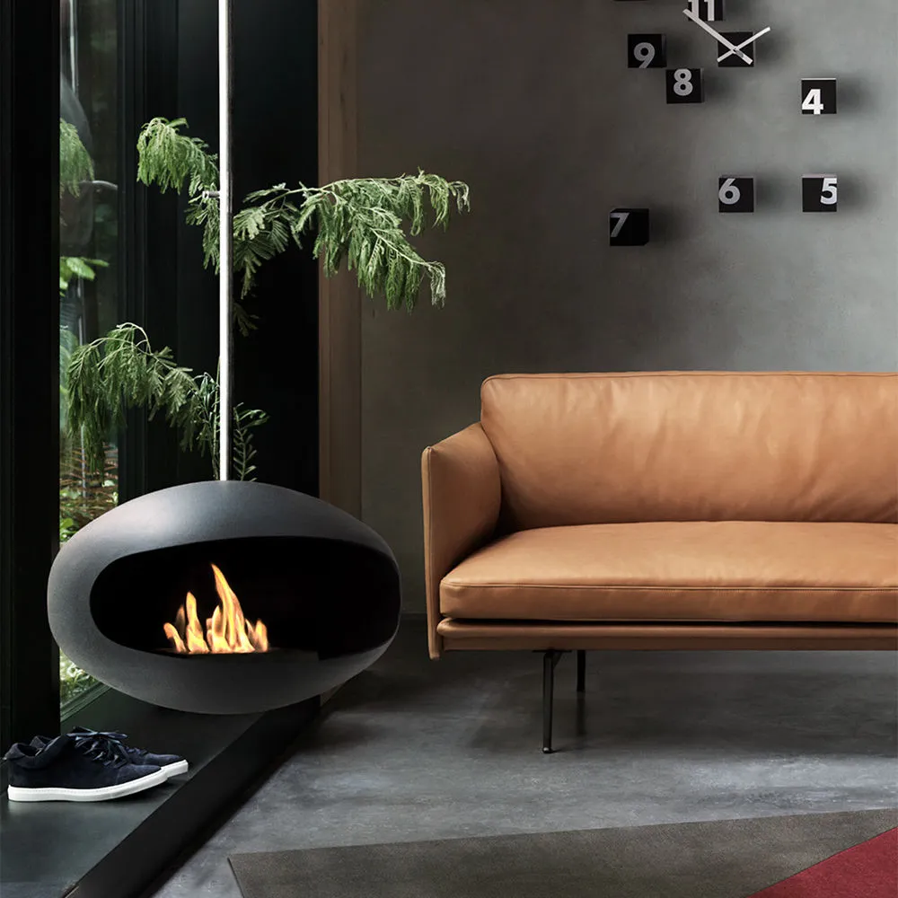 cocoon fires | aeris hanging fireplace | black   steel rod