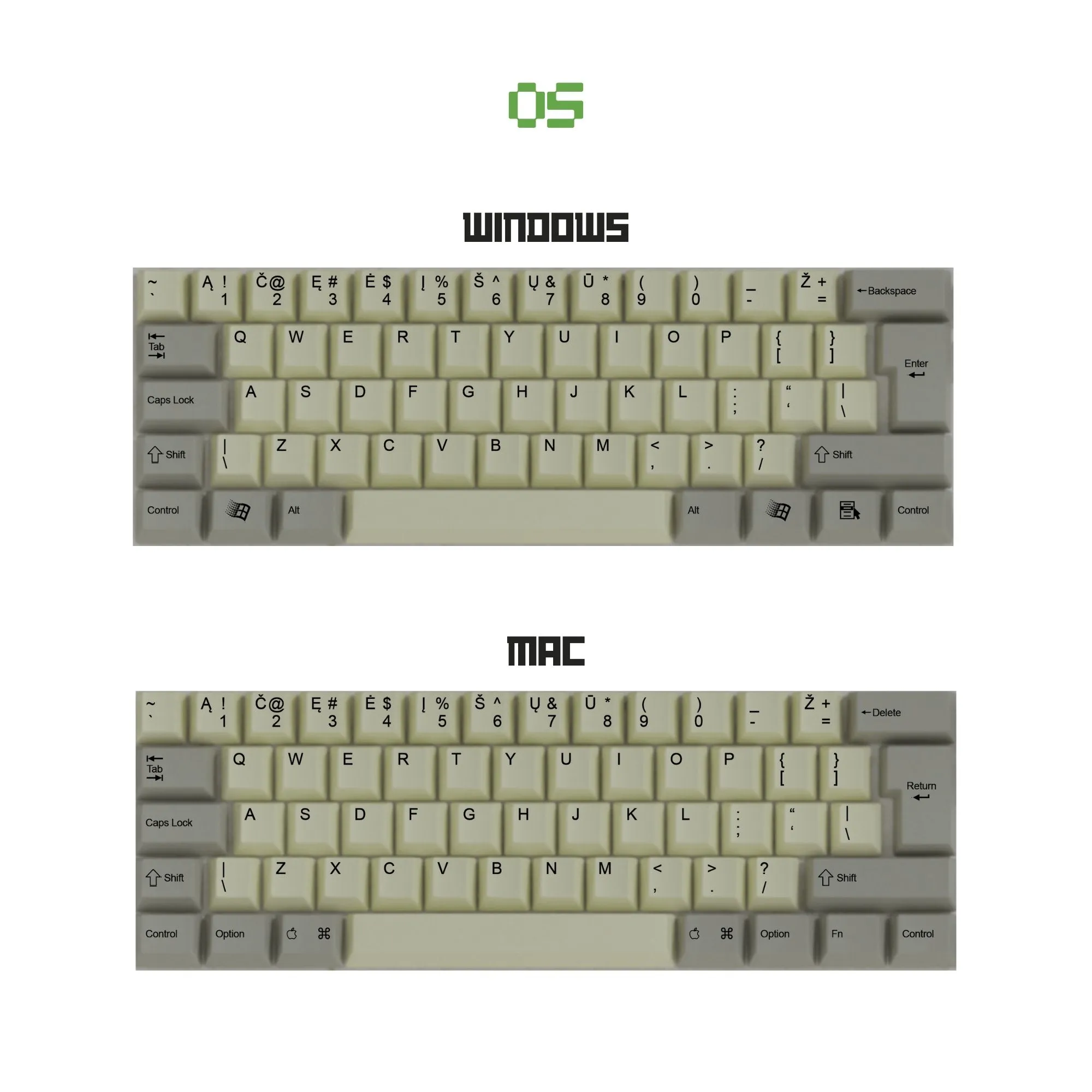 Colemak Classic Vintage Keycaps Set | Retro Keycaps