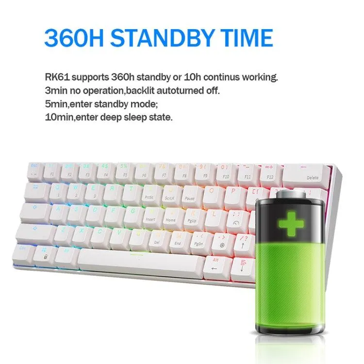 Compact RK61 Mechanical Keyboard with RGB Backlight - 61 Keys, 3 Connection Modes (Bluetooth/USB/2.4G), Red Switch, Perfect for Gaming and Typing