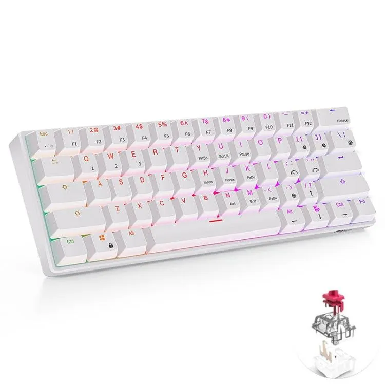 Compact RK61 Mechanical Keyboard with RGB Backlight - 61 Keys, 3 Connection Modes (Bluetooth/USB/2.4G), Red Switch, Perfect for Gaming and Typing