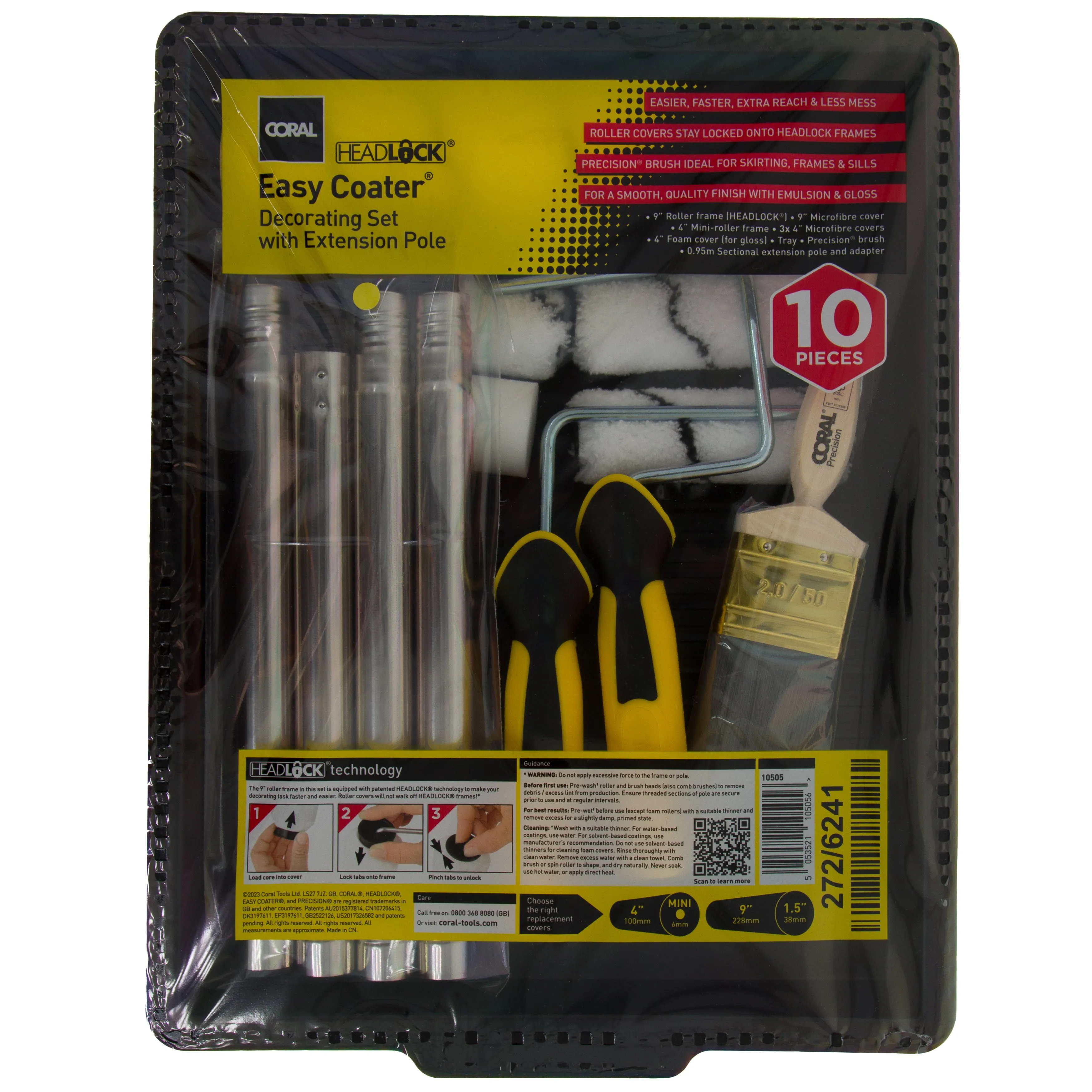 Coral Easy Coater Decorating Set with Extension Pole 10PC