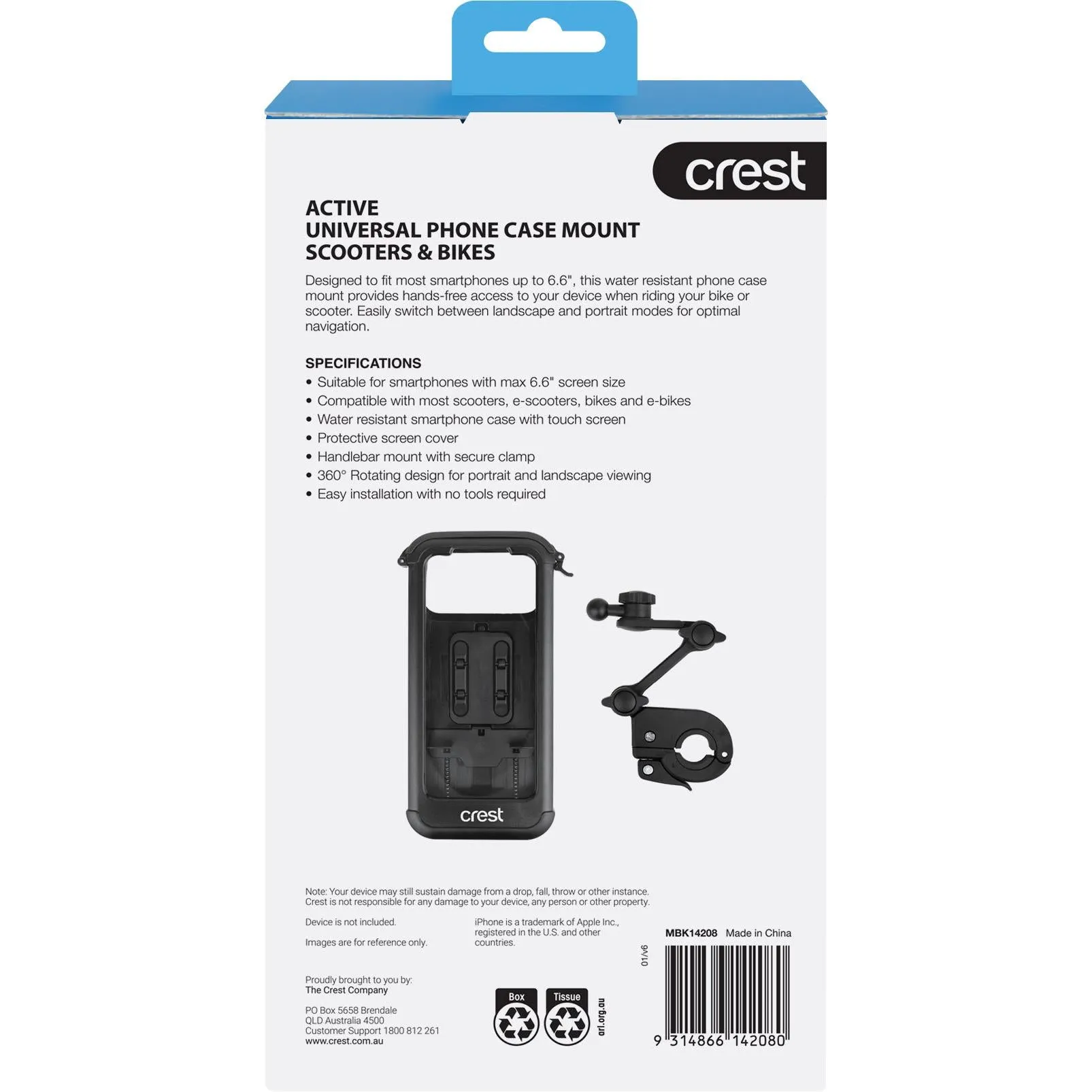 Crest Universal Waterproof Bicycle Phone Mount