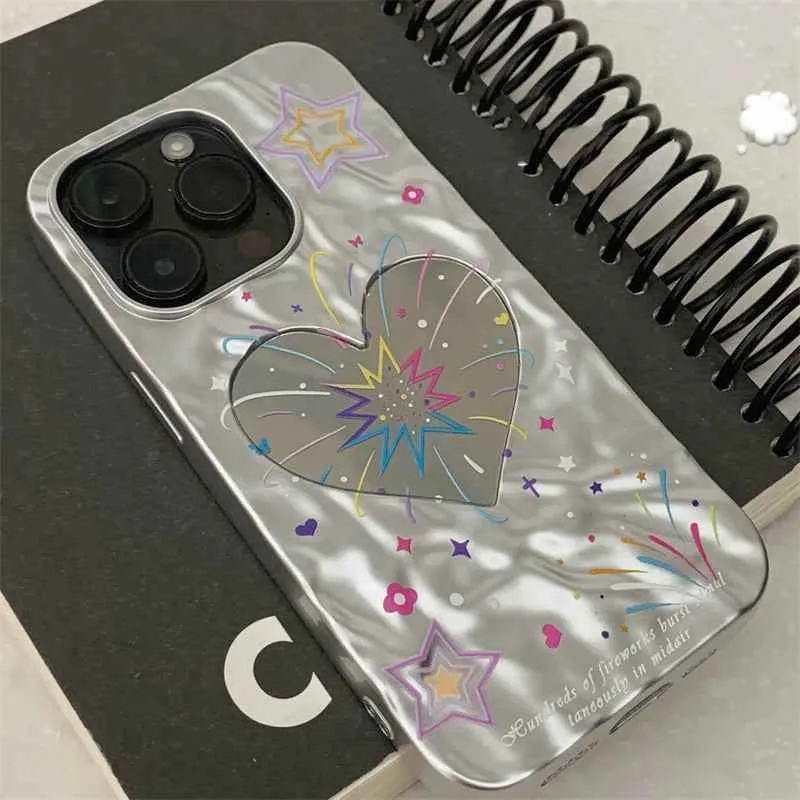 Cute Phone Cases for iPhone 15, 14, 13, 12, 11, Pro Max, X, XR, and XS Max - Heart Fireworks Back Cover - TSP451