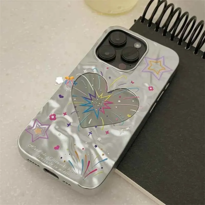 Cute Phone Cases for iPhone 15, 14, 13, 12, 11, Pro Max, X, XR, and XS Max - Heart Fireworks Back Cover - TSP451