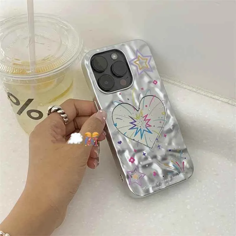 Cute Phone Cases for iPhone 15, 14, 13, 12, 11, Pro Max, X, XR, and XS Max - Heart Fireworks Back Cover - TSP451